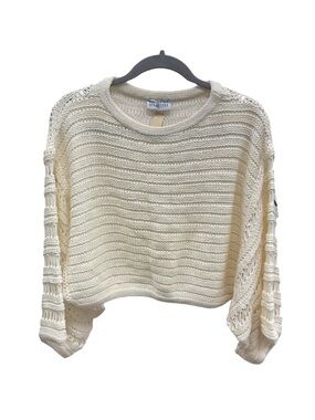 MARINA SPADAFORA Italy Open Knit Cropped Sweater Boho Beachy Cream